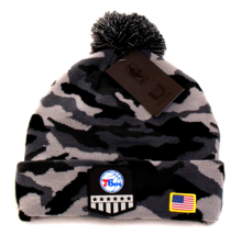 NBA Philadelphia 76ers Camo Knit Cuff Fleece Lined Pom Beanie Men&#39;s One ... - £23.72 GBP