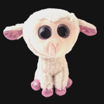Beanie Boo Lamb Sheep 10&quot; Plush Stuffed Toy Large Glitter Eyes TY Easter Spring - £11.14 GBP