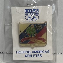 1992 Albertville Olympics Downhill Skiing Team Usa Cloisonne Lapel Pin America - £7.41 GBP