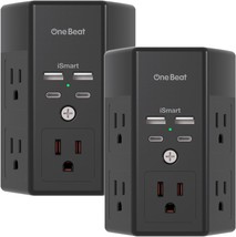 2 Pack Multi Plug Outlet, Surge Protector, 5 Outlet Extender With 4 Usb,... - $44.92