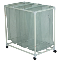 Soft Silver 3 Bag Mesh Rolling Laundry Sorter Cart with Easy Roll Casters - $31.53