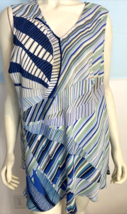 Nic+Zoe Blue, Green, Tan Striped V Neck Sleeveless Tunic Size 3X - £22.38 GBP