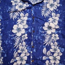Ky&#39;s Hawaiian Shirt Adult L Blue White Floral Short Sleeve Button Up Casual Men - £18.67 GBP