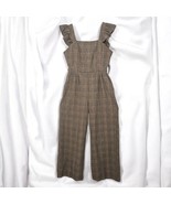 Anthropologie dRA Jumpsuit Woman Medium Plaid Tweed Brown Ruffle Overall... - $47.67