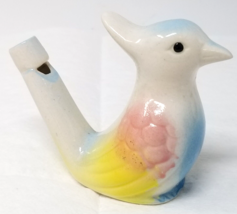 Bird Whistle Ceramic Pastel Rainbow Bird 1970s Vtg Small Figurine - $15.15