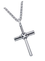 Baseball Cross Necklace Stainless Steel Baseball 24 - $44.18