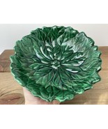 Vintge Holland Mold Holiday Poinsettia Candy Dish Green Excellent 8” Dia... - $19.56