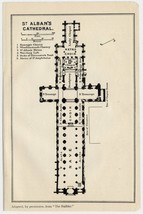 1924 Original Vintage Plan Of St. Albans Cathedral / England - £13.44 GBP
