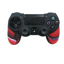 Silicone Grip Black &amp; Red Swirl Shell Non Slip For PS4 Controller  - $7.49