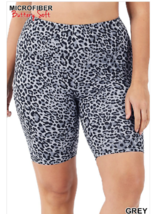 Zenana  1X Stretch Soft Micro Fiber Longer Length Shorts Gray &amp; Black Print  - £8.67 GBP