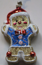 Christoper Radko Gingerbread Man Santa hat Bowtie Sweater 5&quot; Xmas Ornament Boxed - £42.99 GBP