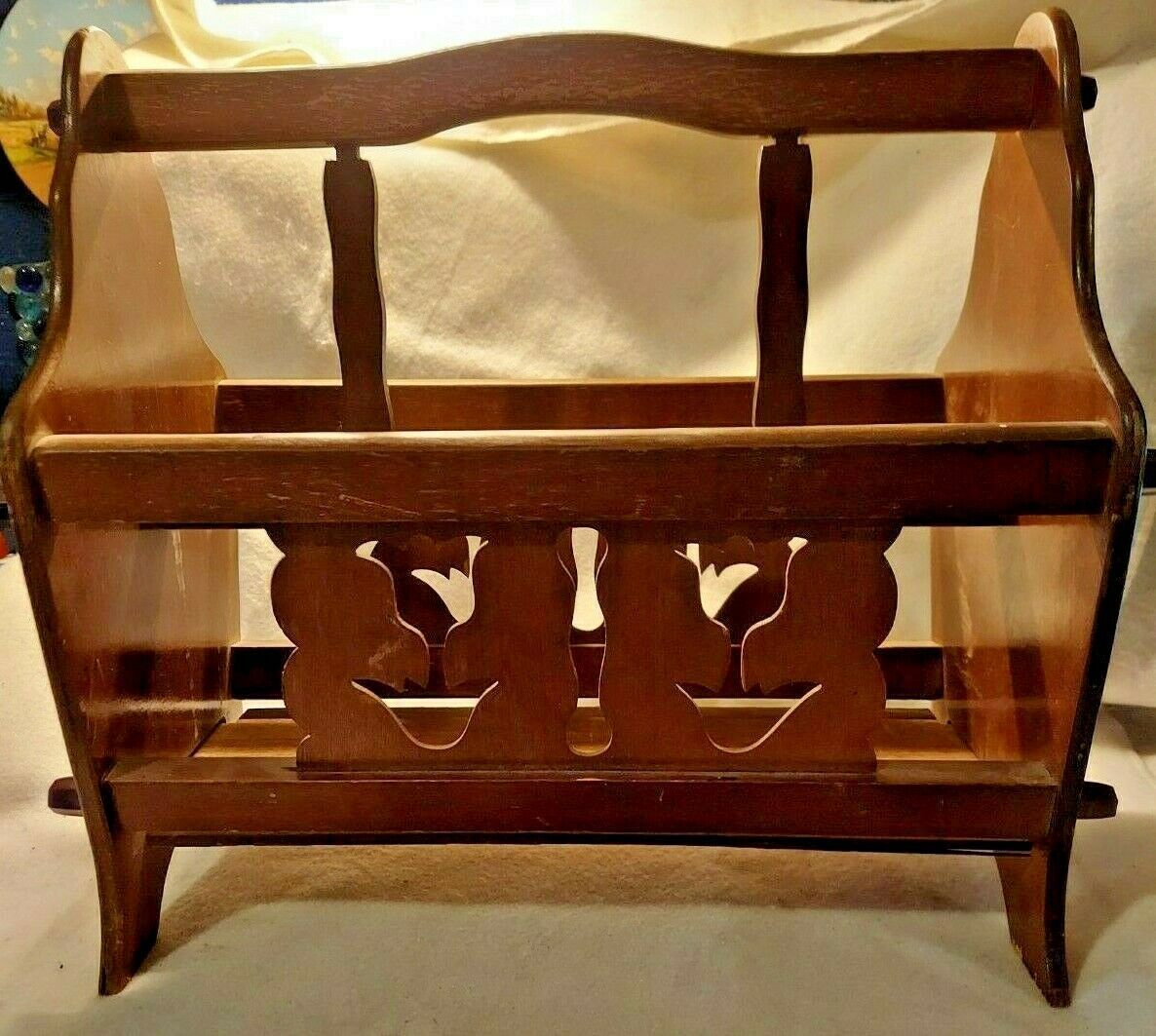 Primary image for VINTAGE WOOD MAGAZINE RACK HOLDER