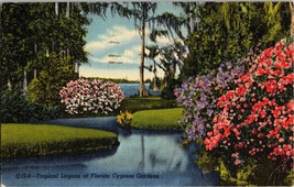 Tropical Lagoon  Flowers Cypress Gardens Florida  Vintage Postcard  (D7) - £4.61 GBP