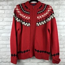 Crazy Horse by Liz Claiborne Size Large Red Black White Zip Up Sweater - £16.23 GBP