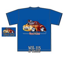 &#39;41 Willy&#39;s coupe-Warped Heads-on a Medium (Med) Blue tee shirt - $20.00
