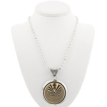 Native Navajo Hopi Style Sterling Silver Gold Man in the Maze Pendant Necklace - £230.65 GBP