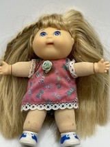 Mini Cabbage Patch Doll Pink Dress Mattel 1995 H12cm Soft Body Hard Head - £17.35 GBP