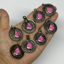 82g, 8pcs, Turkmen Coins Jeweled Synthetic Pink Tribal @Afghanistan, B14523 - £6.26 GBP