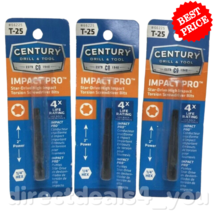 Century Drill&amp;Tool #66225 T-25 Impact Pro Torsion Screwdriver Bits Pack of 3 - £14.78 GBP