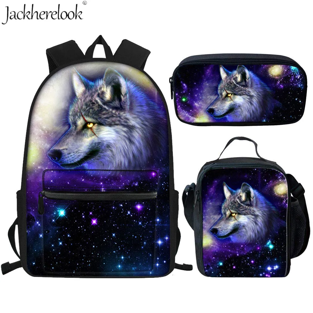 Jackherelook 3pcs Galaxy //Dog Print School Bookbag for Child Kids Space/Univers - $96.75