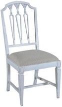 Side Chair Uptown Dining Accent Antique White Beachwood Linen Pierced Backsplat - £526.67 GBP