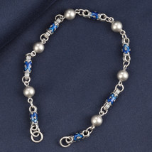 Sterling Silver Enamelled Article Beaded Bracelet,Gift For Her,Birthday Gift - £32.52 GBP
