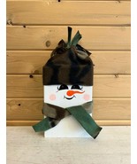 Snowman Christmas Decoration Handmade Hand Painted Wood 5 x 9 - $28.78 CAD