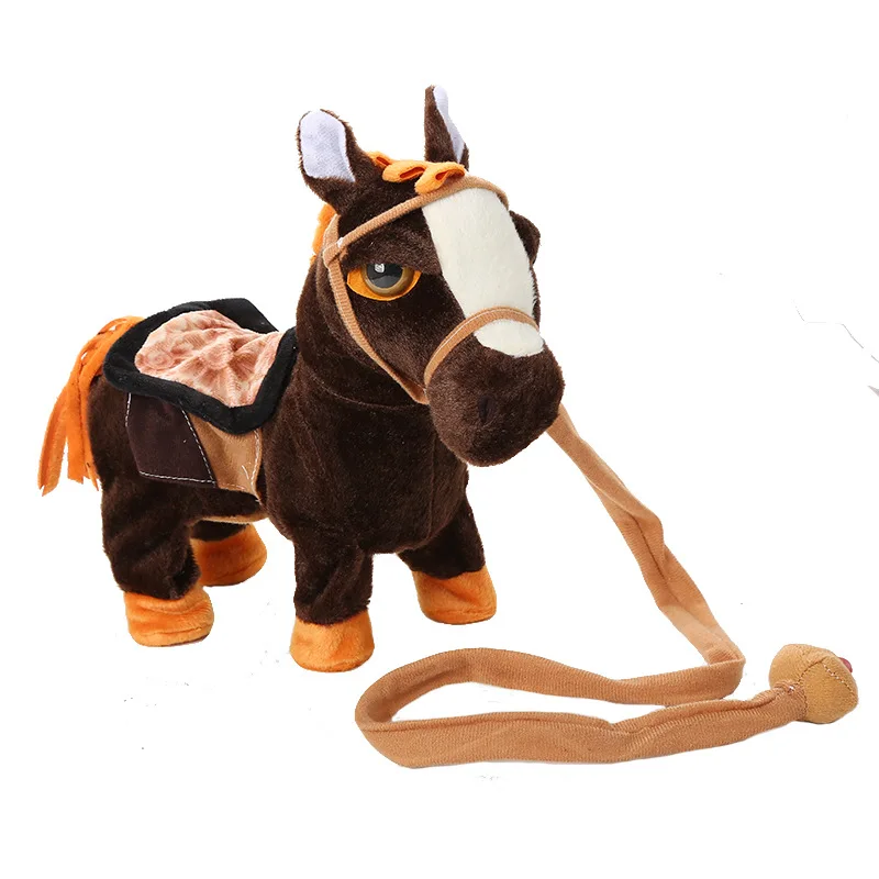 Robot Horse Toy Leash Controled Electronic Plush Horse Walk Dance Music Animal - £30.22 GBP