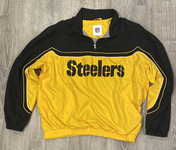 NFL Vintage Authentic Steelers Jacket Lined GREAT GRAPHICS FRONT &amp; BACK ... - $261.72