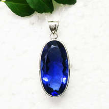BLUE IOLITE Gemstone Pendant, Birthstone Pendant, 925 Sterling Silver Pendant, F - £40.20 GBP