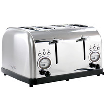 Megachef 4 Slice Wide Slot Toaster With Variable Browning In Silver - £62.44 GBP