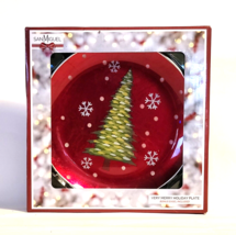 San Miguel Very Merry Holiday Plate Christmas Tree Snowflakes 8x2x8&quot; with Easel - £15.23 GBP