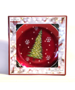 San Miguel Very Merry Holiday Plate Christmas Tree Snowflakes 8x2x8&quot; wit... - £15.14 GBP