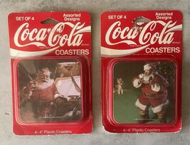 Vintage Coca-Cola Coasters Santa Claus Christmas Plastic Set of 2 Packs ... - $9.85