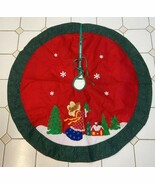 Vintage Christmas Tree Skirt 42&quot; Round Embroidered Snowflakes Angel Hous... - $313.79 MXN