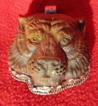 Tantric Buddhist Carved Tiger Eye Amur Tiger In Embossed Silver Pendant ... - $100.00