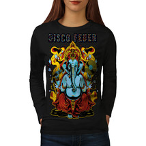 Wellcoda Disco Fever Elephant Womens Long Sleeve T-shirt, Ganesha Casual Design - £19.23 GBP