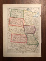 Vintage Color CENTRAL MIDWEST STATES  Print Plate 6.5&quot; x 9&quot; Unframed - $14.25