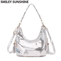 Print Hobo Messenger Bag Women&#39;s Shoulder Bags Handbag Female Silver Small Cross - $47.50