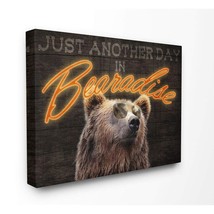 Stupell Industries Bear Funny Word Country Home Animal Wood Textured Design Canv - $112.99