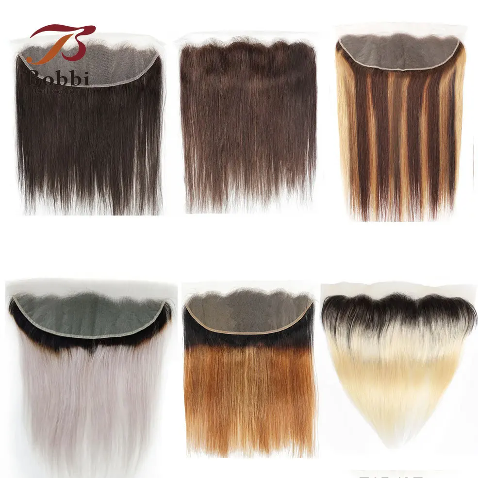 Dark Brown Straight Hair 13x4 Lace Frontal Pre-Plucked Transparent Lace ... - £33.71 GBP+