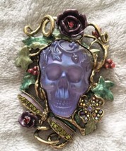 Kirks Folly Glass Dream Skull Enchanted Forest Pin Goldtone Exc PO - £66.86 GBP