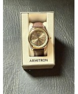 ARMITRON MEN&#39;S Wrist Watch Two Tone Gold Silver Leather Wristband No Size - $32.46 CAD