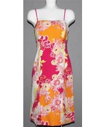 CARLISLE Big Bold Flowers Lower Ruffles Removable Straps Silk Lined Dres... - $49.99