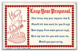 Leap Year Proposal Cupid Rhyme Poem Romance UNP DB Postcard V15 - £4.55 GBP