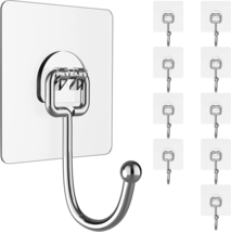 Large Hooks for Hanging Heavy-Duty 44Ib(Max) 10 Packs, Wall Hangers with... - $14.55
