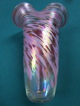 Rowena Vase in Mardi Gras by Rosetree Glass Studio in New Orleans, SIGNED USA - £130.97 GBP