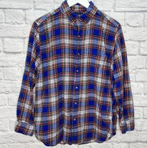 Chaps Mens 100% Cotton Plaid Flannel Button Down Shirt Size L Blue Red White - £15.49 GBP