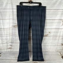 Turtleson Men&#39;s 36 x 29.5 Navy Blue Plaid Dress Pants Polyester Rayon Sp... - £19.86 GBP