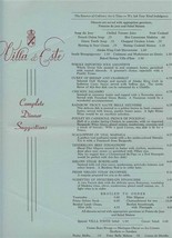 Villa D&#39; Este Menu On the Cary Road Cary Illinois 1970&#39;s - £39.47 GBP